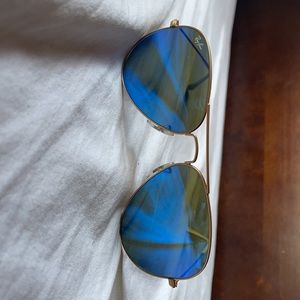 Ray Ban Aviators Flash, blue tint.